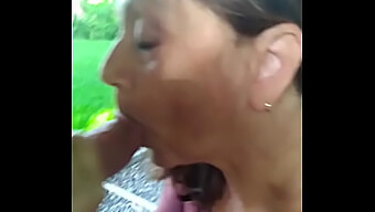 POV neighbor brings morning joy to Annie in the form of a cum deposit in her mouth.